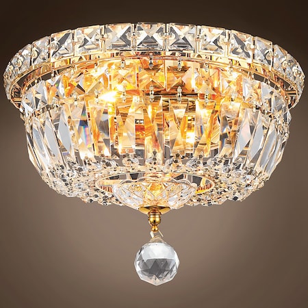 Joshua Marshal Invisible 4 Light 10 Gold Flush Mount With Clear European/Swarovski Cr 701256-007